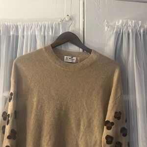 27 miles Malibu cashmere Cheetah sleeves sweater Women’s Small Brown